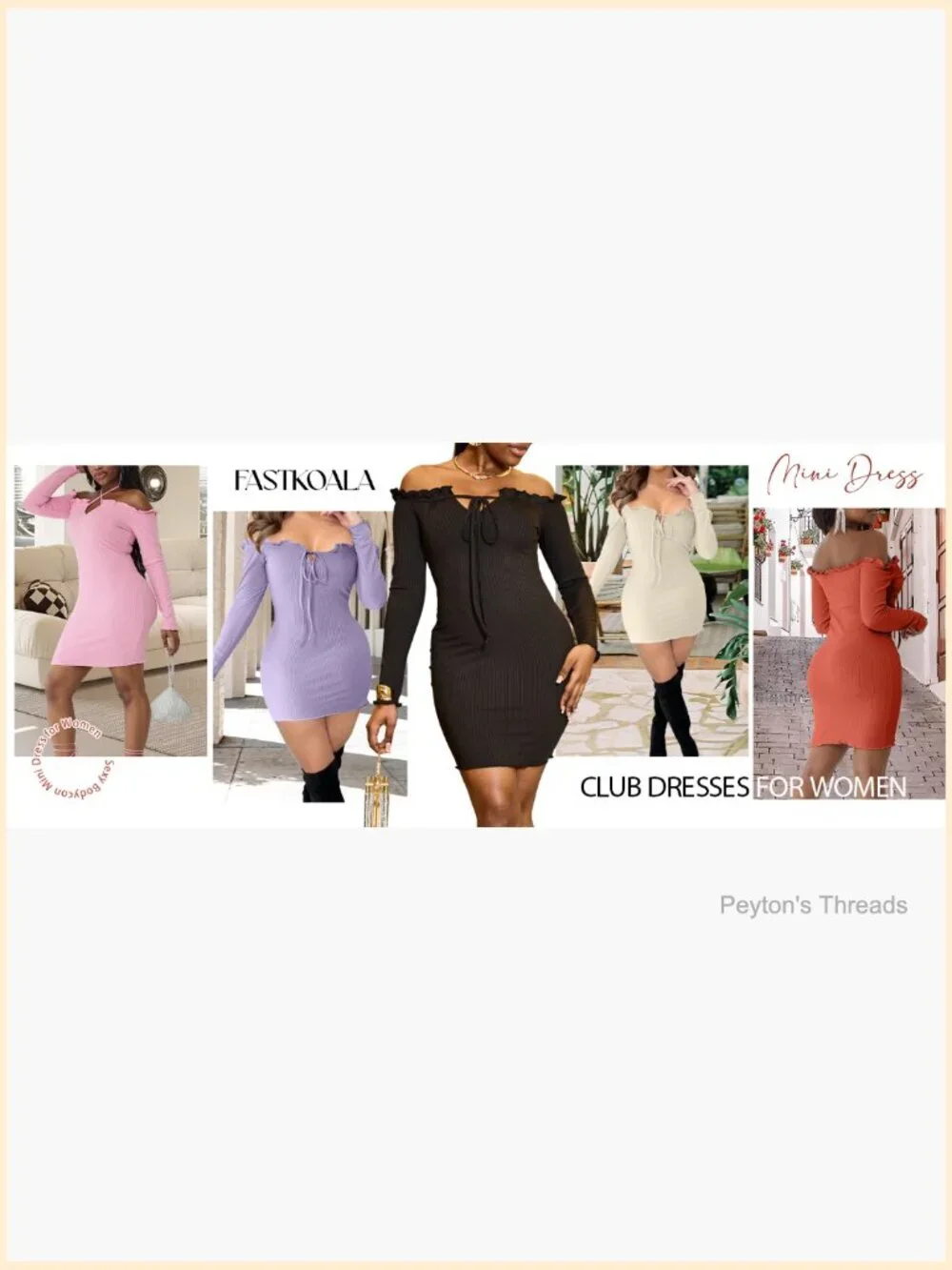 Sexy Off Shoulder Ribbed Bodycon Mini Club Dress Long Sleeve Slim Fit